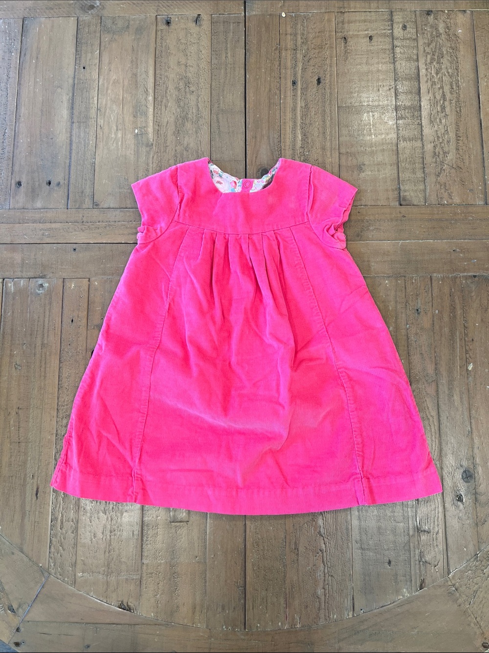Jacadi bright pink corduroy cap sleeve dress 3T
